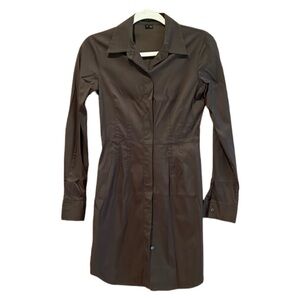 Theory Green Long Sleeve Button Down Shirt Midi Dress